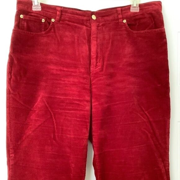 𝅺chaps CORDUROY DEEP RED WOMAN PANTS SIZE US 14​ - Picture 3 of 10